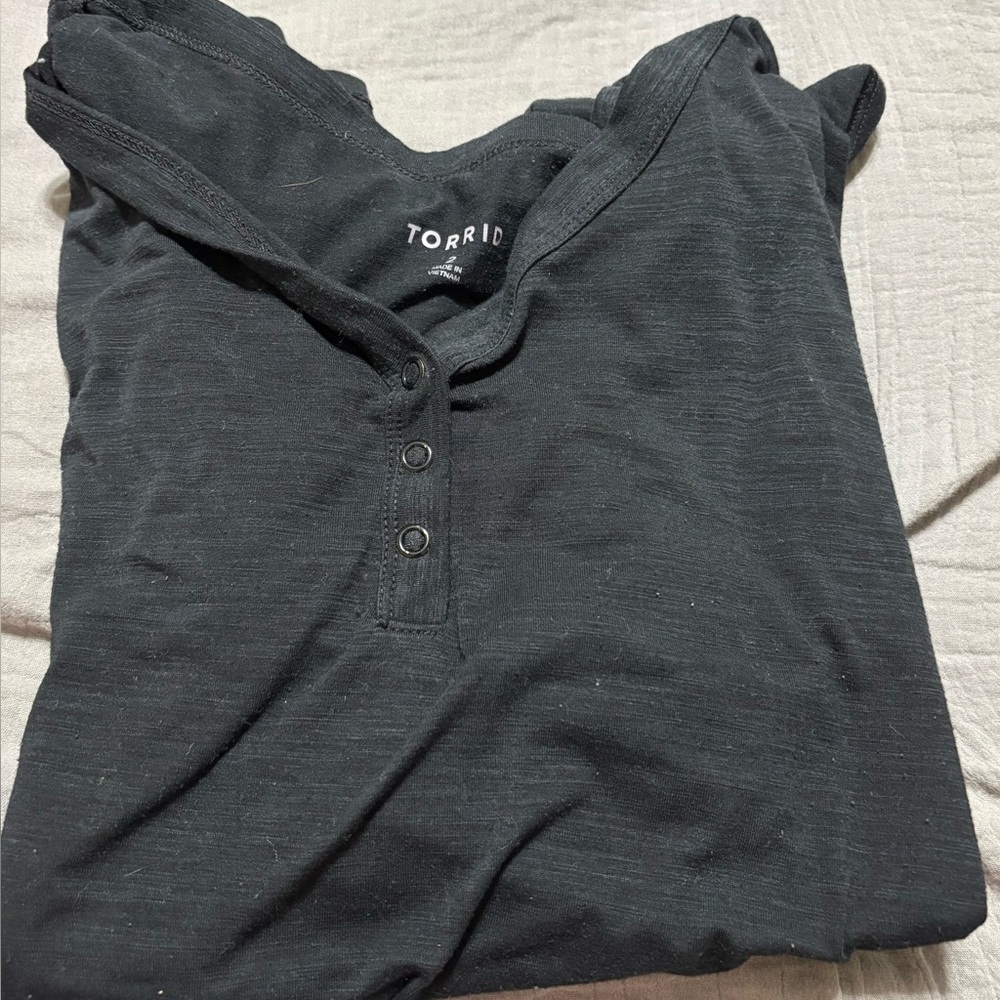 Torrid Black Button-Front Top
